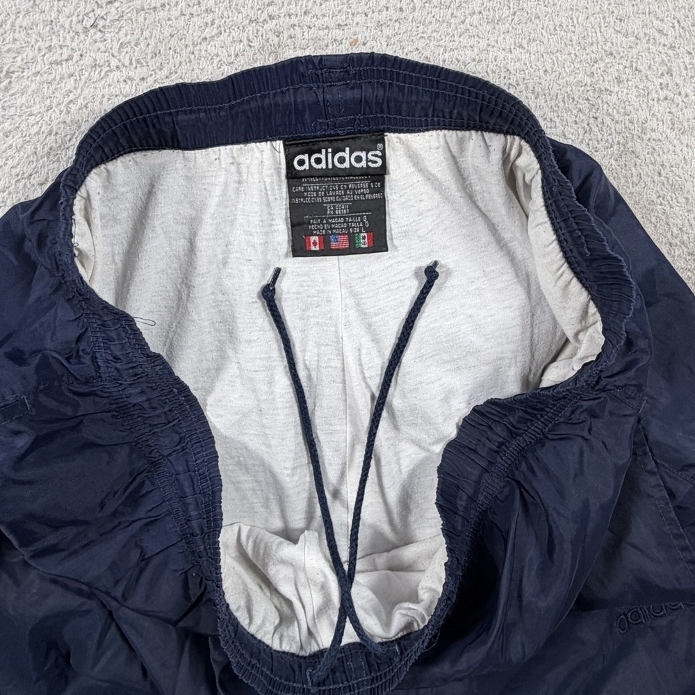 Vintage Adidas Windbreaker Pants Mens Large Navy Lined Drawstring Zip Ankle Gym - Picture 6 of 11